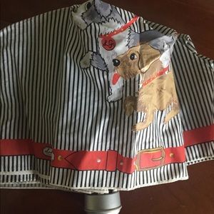 Lulu Guinness Striped Mini Umbrella with Dogs